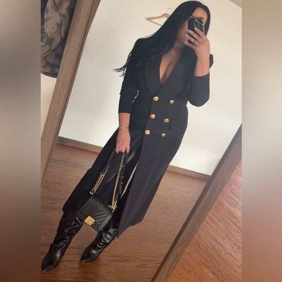 Vintage black and gold button dress jacket - Picture 2 of 6